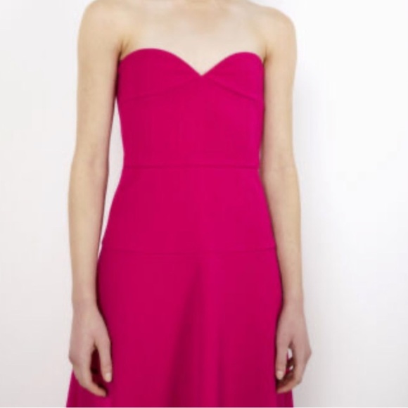 NWT ZARA Fuchsia Strapless Sweetheart Neckline Midi Dress L Blogger Favorite - Picture 3 of 14